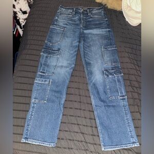American Eagle Super High Rise Baggy Straight Cargo Jeans